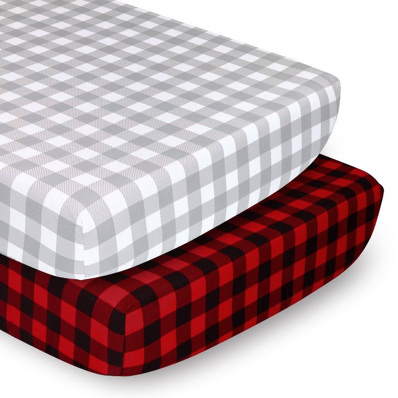 The Peantushell Sheets Red Buffalo Plaid/Gray Plaid 2pk