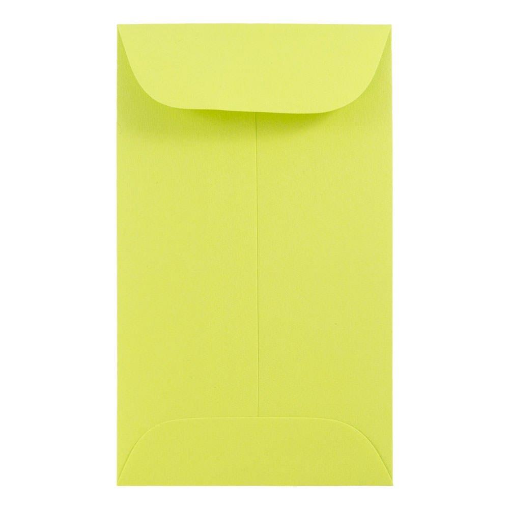 JAM PAPER #5.5 Coin Colored Business Envelopes - 3 1/8 x 5 1/2 - Ultra Lime Green - 50/Pack