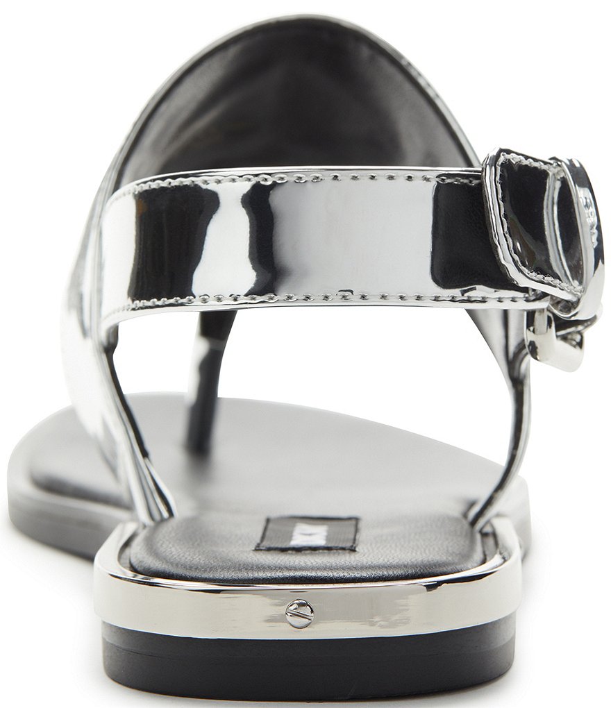 DKNY Amber Signature Metallic Logo Slingback Thong Sandals