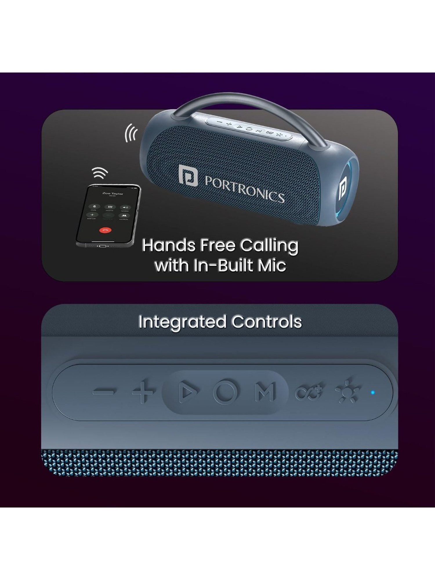 Portronics Radiant 30W Wireless Bluetooth Speaker With 6 Hours Playtime (Blue)