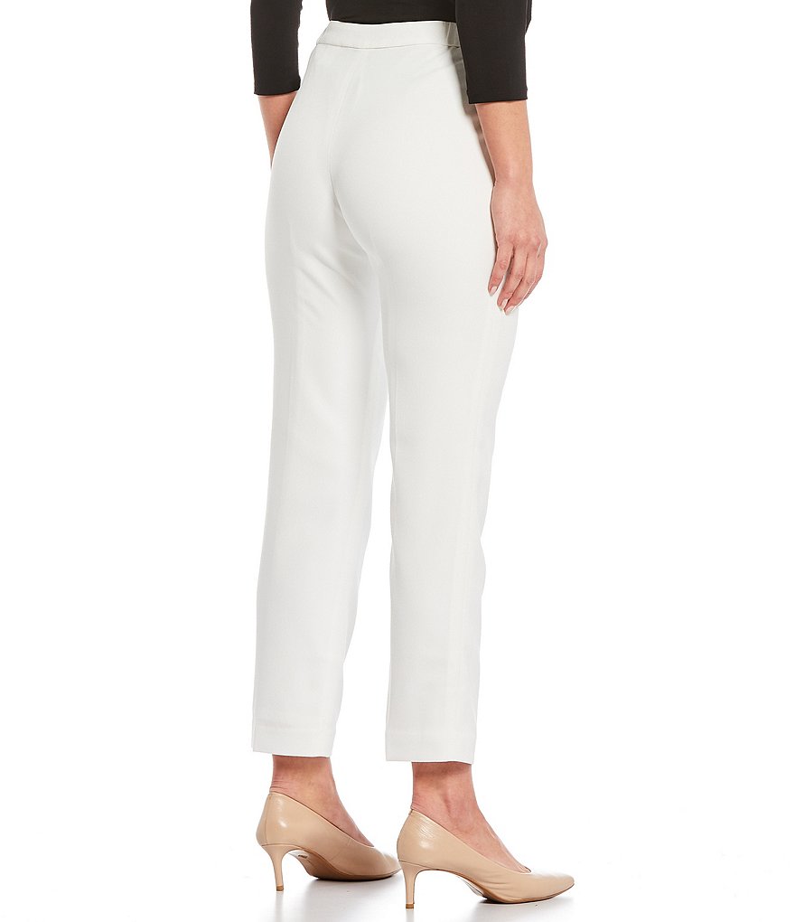 Kasper Zip Front Elastic Back Pocketed Ankle Pants