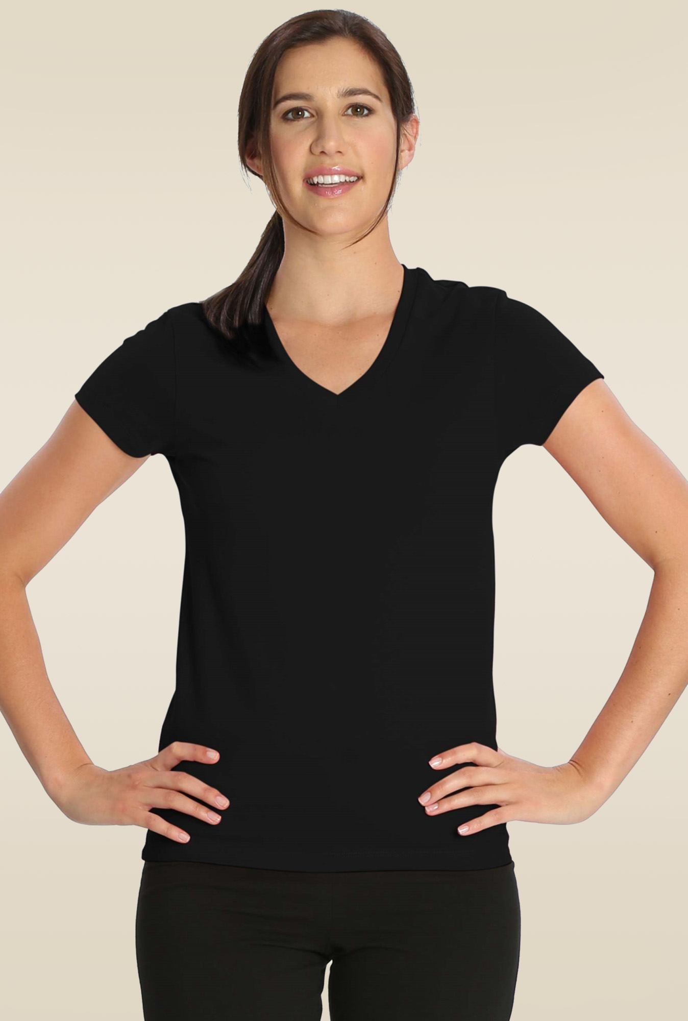 Jockey 1359 Women's Super Combed Cotton Elastane Regular Fit Solid V Neck Half Sleeve T-Shirt