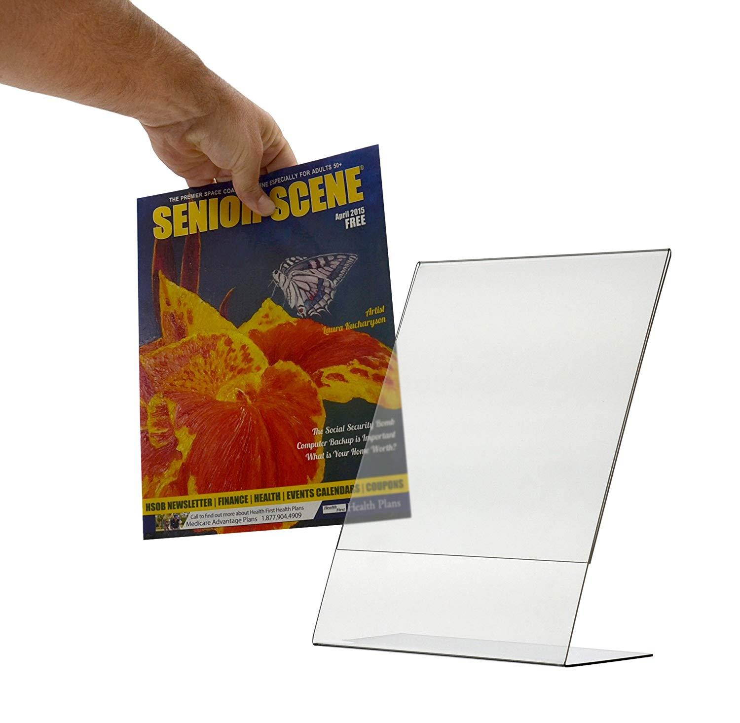 deflect-o Superior Image L-Frame Base Slanted Desktop Sign Holder, Plastic 8.5" x 11" Pack of 4