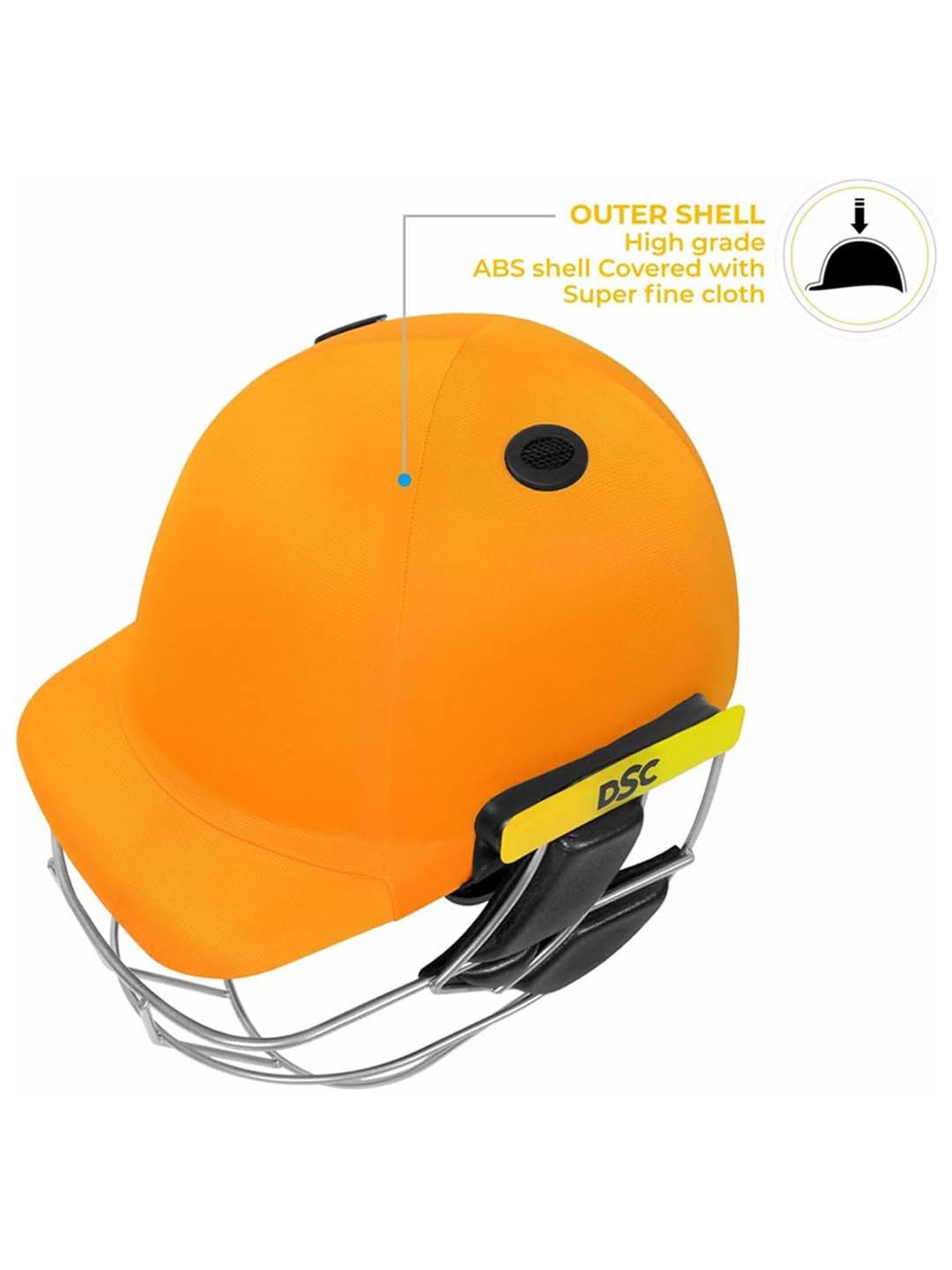 DSC AVENGER PRO Premium Cricket Helmet Fixed Spring Steel Grill, Back Support Strap Size - S