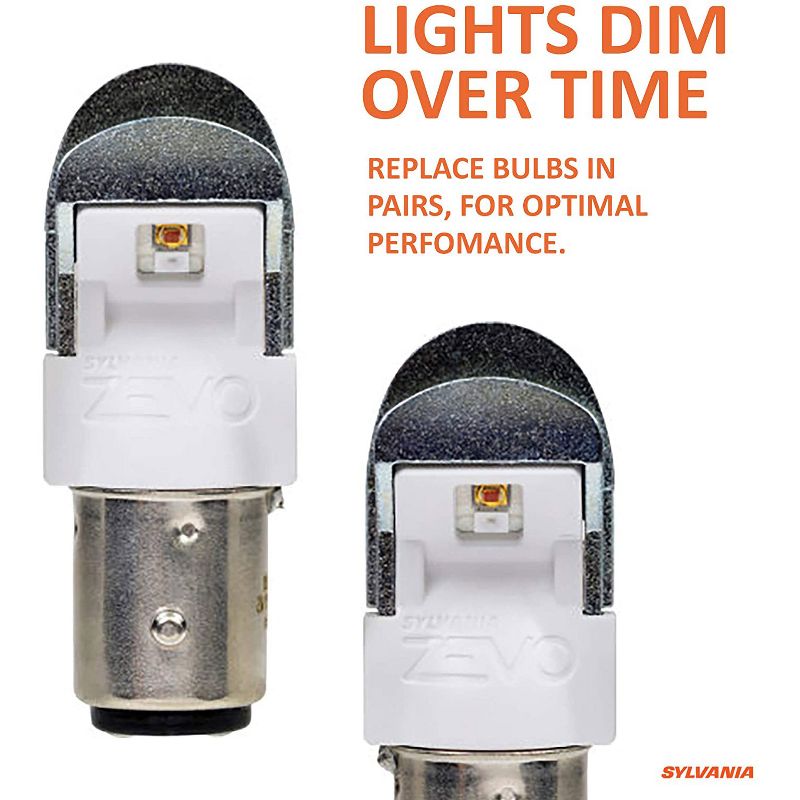 Sylvania Zevo 2357 Amber LED Super Bright Interior and Exterior Turn and Park Light Mini Light Bulb Set, 2 Pack