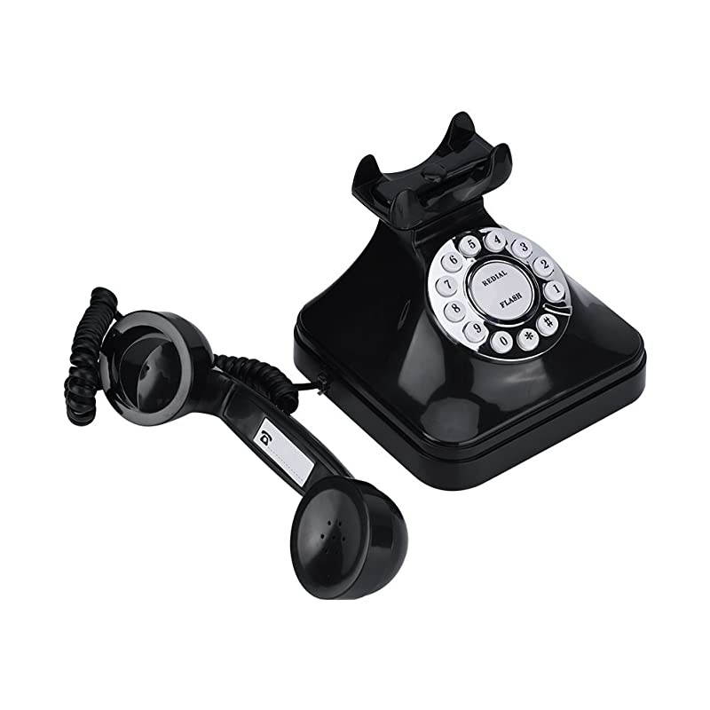 TelephoneRetro Vintage Desktop Wired Landline Phone with Flash Redial and Reserve Function for HomeOffice Decoration Old Fashioned Rotary Dial