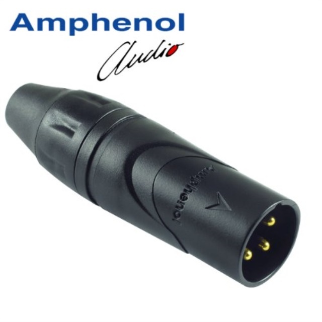 amphenol audio ax3mbau xlr 3 pole male, machined contacts, black finish, gold plated contacts