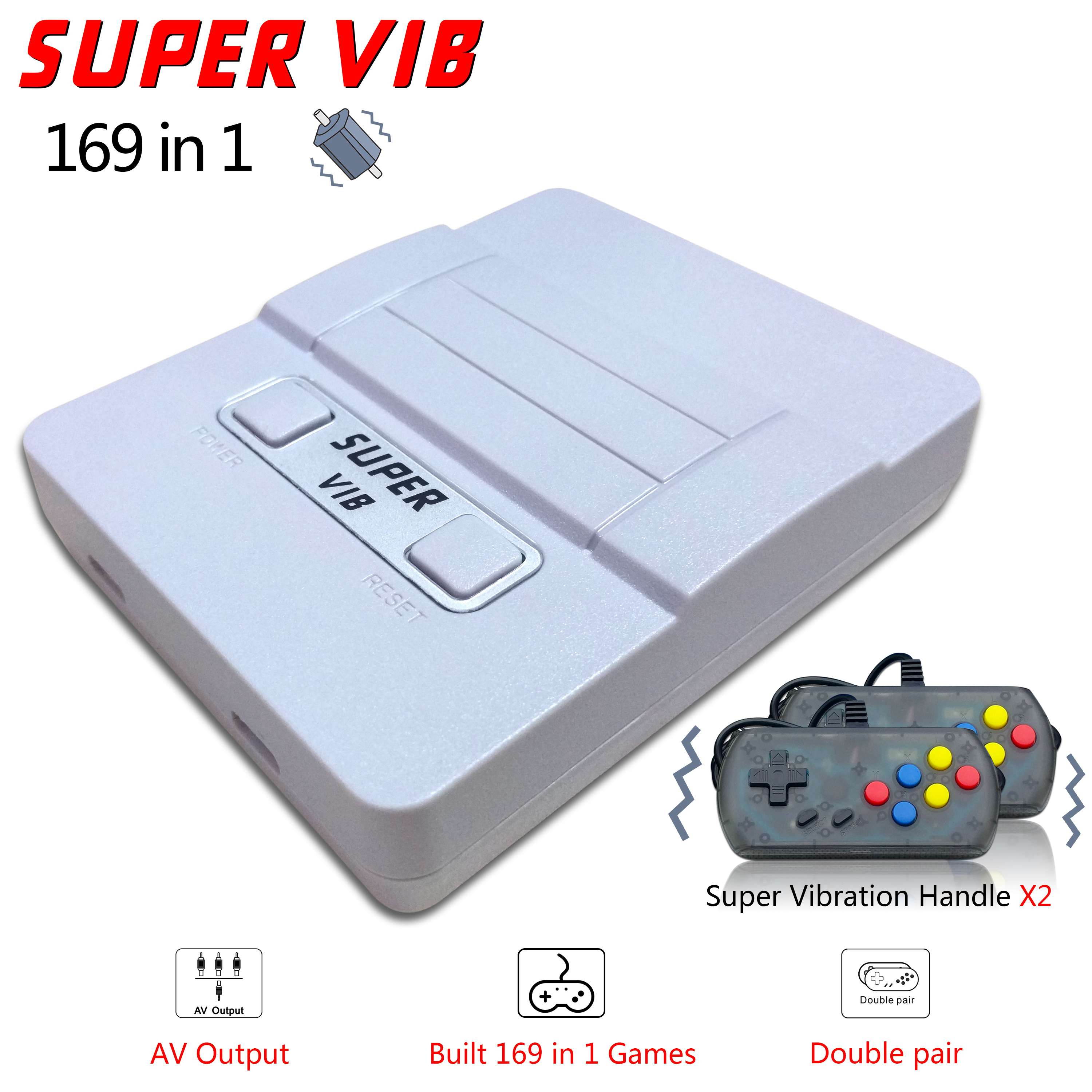 Super vib-tv vibrating handle SNES video game machine vibration game red and white machine FC home game machine (128M)