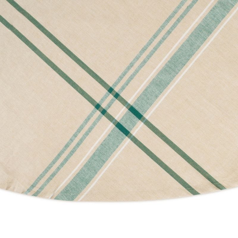 70"R Nautical French Stripe Tablecloth Teal - Design Imports