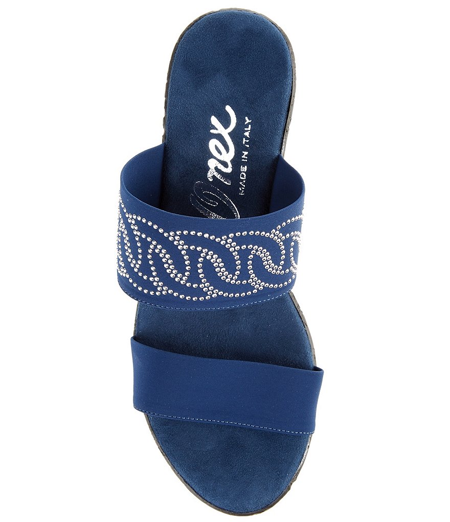 Onex Bernice Embellished Leather Slide-On Wedges