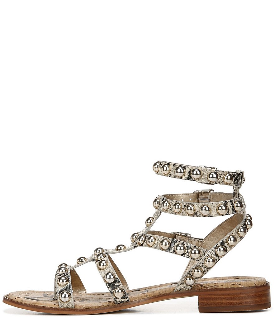 Sam Edelman Eavan Studded Snake Print Leather Gladiator Sandals