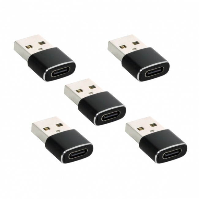 Xiwai Black 5pcs/lot USB-C Type C Female to USB 2.0 A Male Data Adapter Light Size for Laptop Tablet Phone