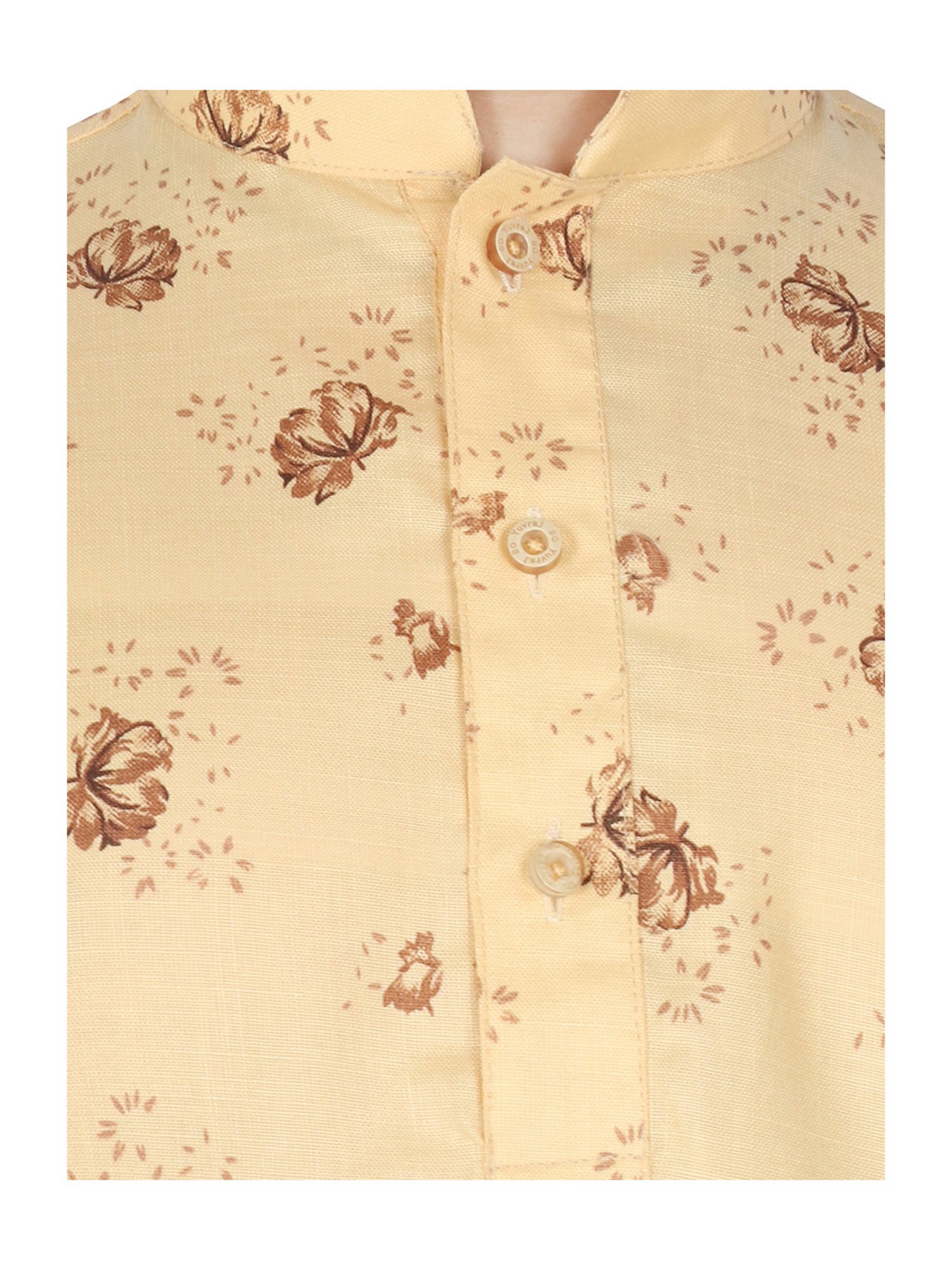 SG Yuvraj Kids Light Yellow & White Printed Full Sleeves Kurta with Pyjamas