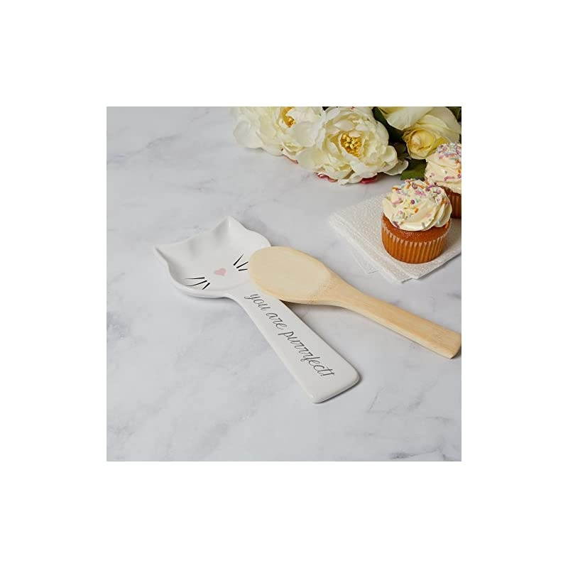 Ceramic Cat Spoon Rest: Kitten Spoon Rest for Stove or Countertop - Cute Kitchen Accessory