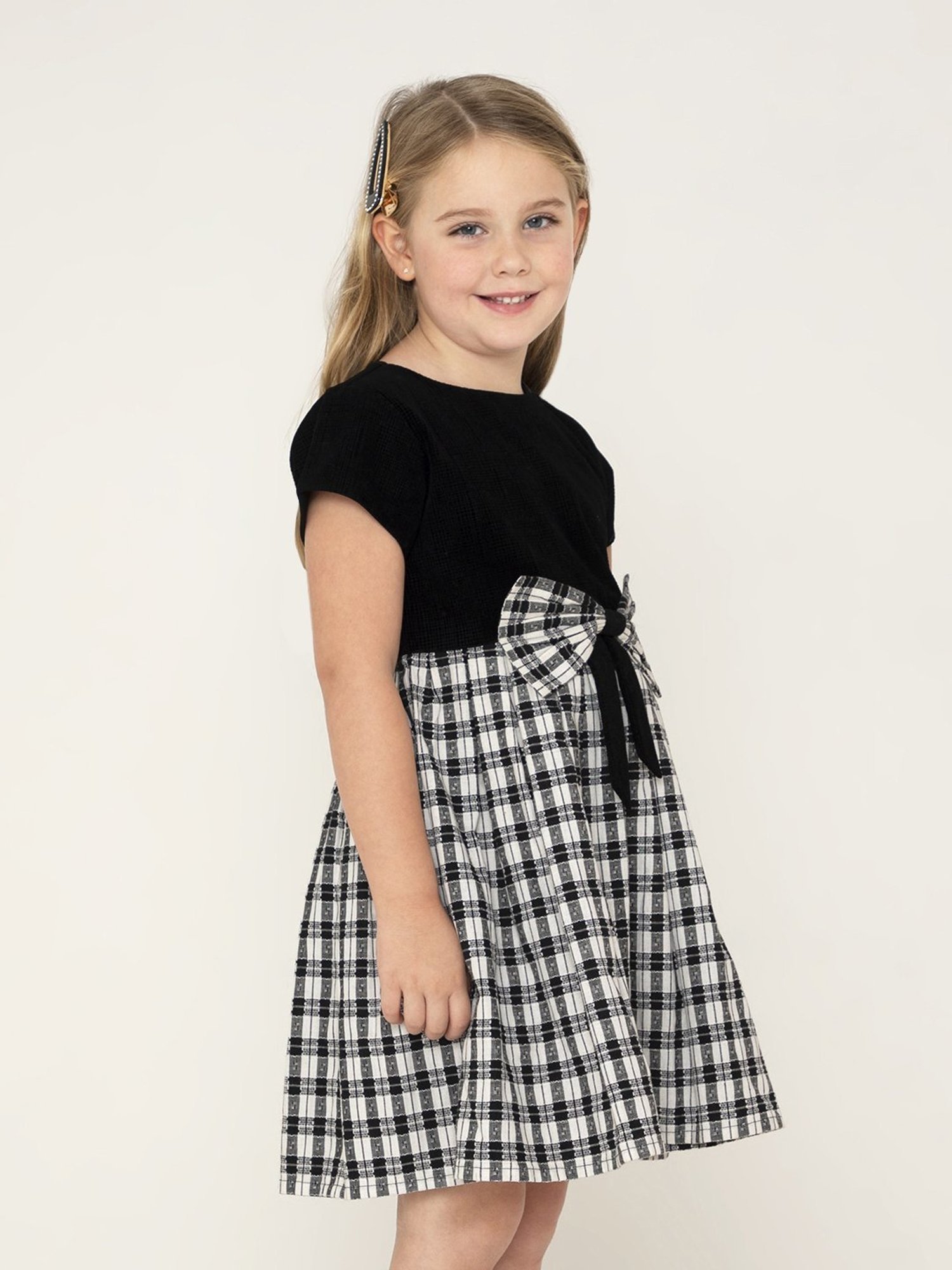 Cherry Crumble By Nitt Hyman Kids Black Cotton Textured Dress
