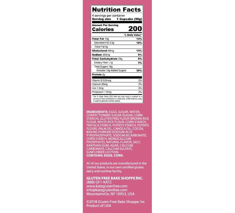 Katz Gluten Free Creme Filled  Chocolate Cupcakes - 7oz