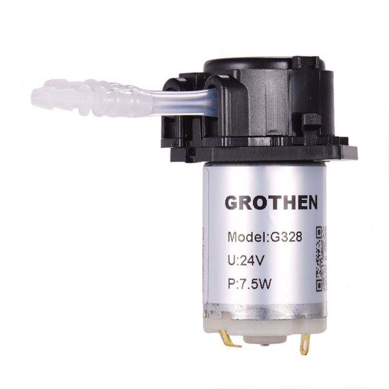 GROTHEN DC 24V Dosing Pump Peristaltic Pump Mini Water Liquid Pump Peristaltic Tube Head Self-Priming Function for Aquarium Lab Chemical Analysis Dosing Additives, Flat Panel Style