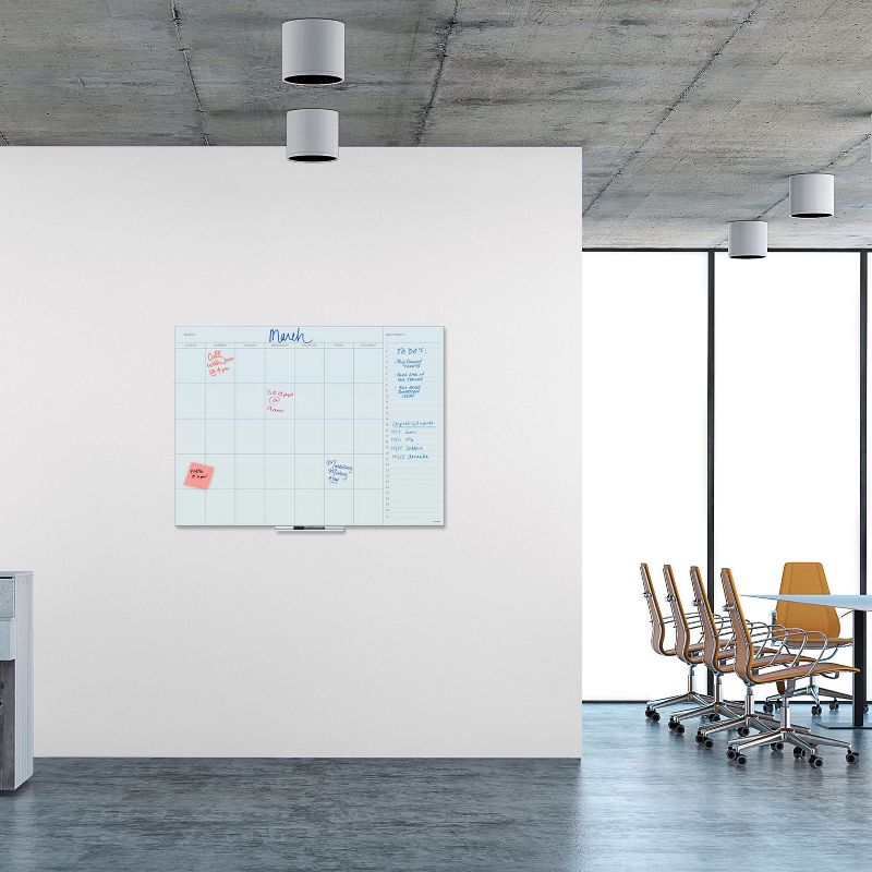 U Brands Floating Glass Dry Erase Undated One Month Calendar, 48 x 36, White 3969U0001