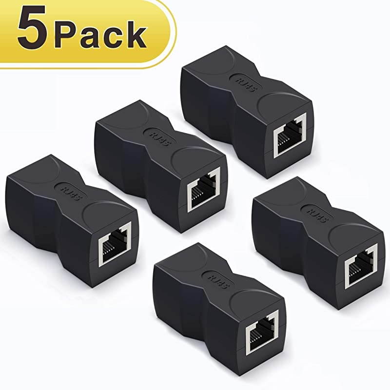 RJ45 CouplerEthernet Coupler 5 Pack in Line Coupler Cat7 Cat6 Cat5e Ethernet Cable Extender Adapter Female to Female