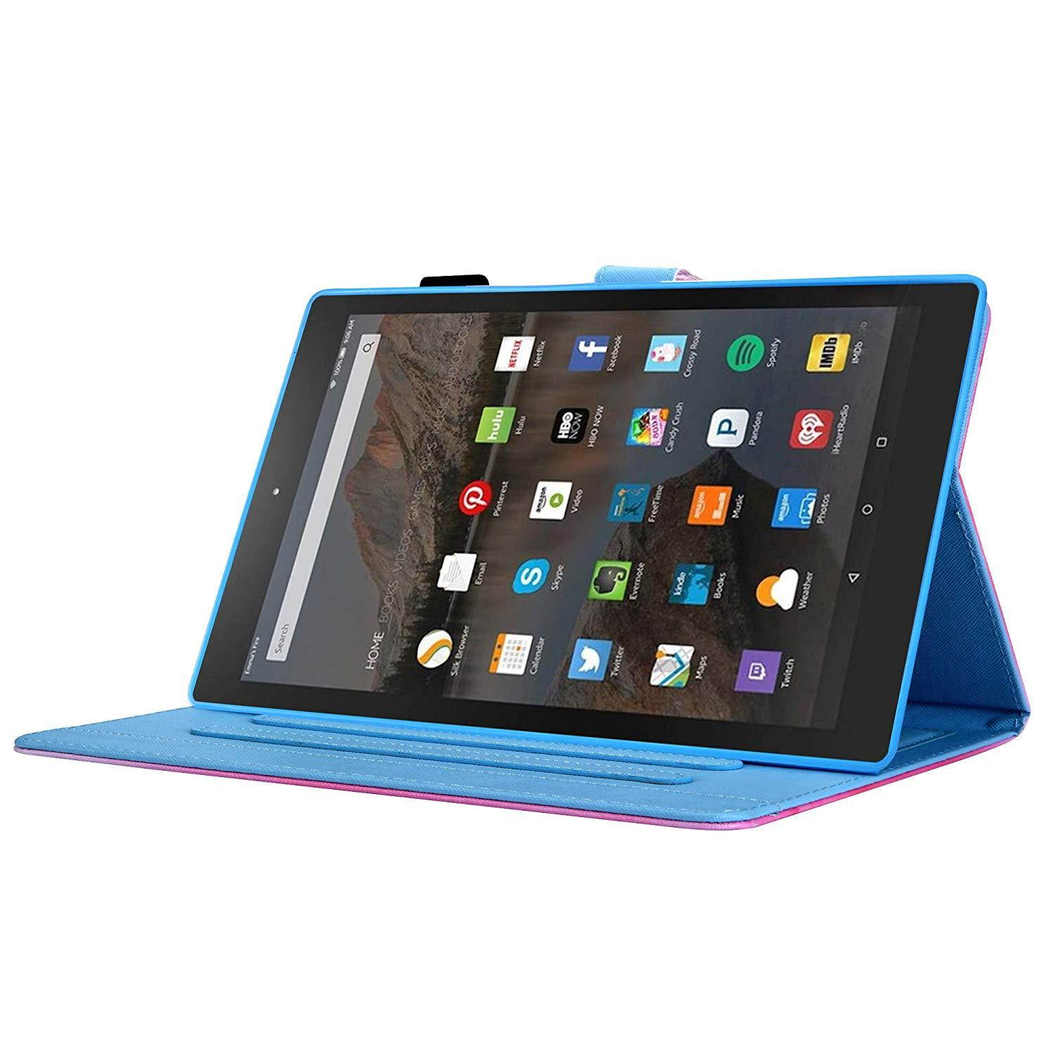 Fire HD 10 Case,Chgdss Cartoon Cute Case, Smart Cover Flip Leather Case with Stand Feature Cover, for All-New Amazon Kindle Fire HD 10.1" Tablet (7th Generation, 2017 Release), Pink Kitten