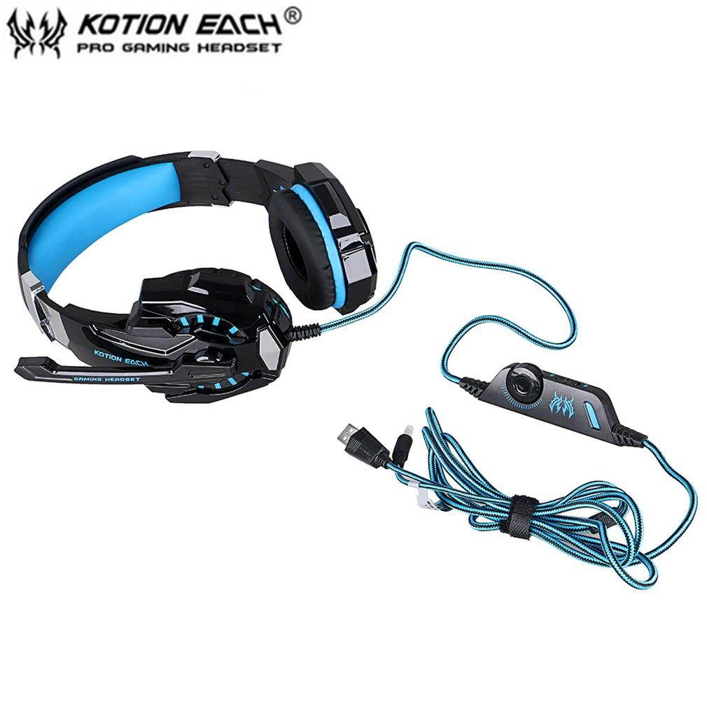 EACH G9000 3.5mm Gaming Headphone Microphone USB Single Hole Headset LED Light For PS4 Laptop Tablet Mobile Phones