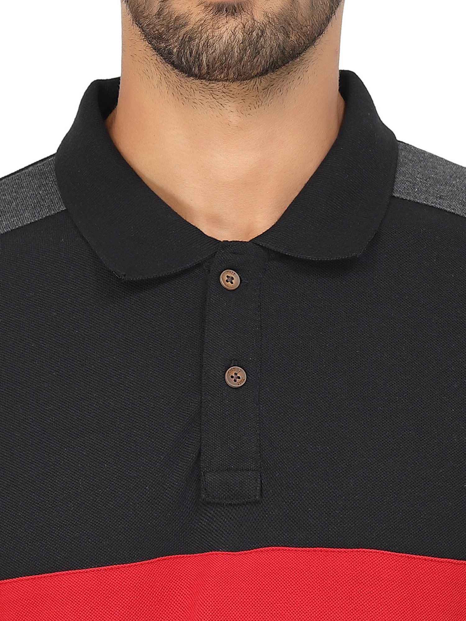 Kalt Black & Red Regular Fit Polo T-Shirt