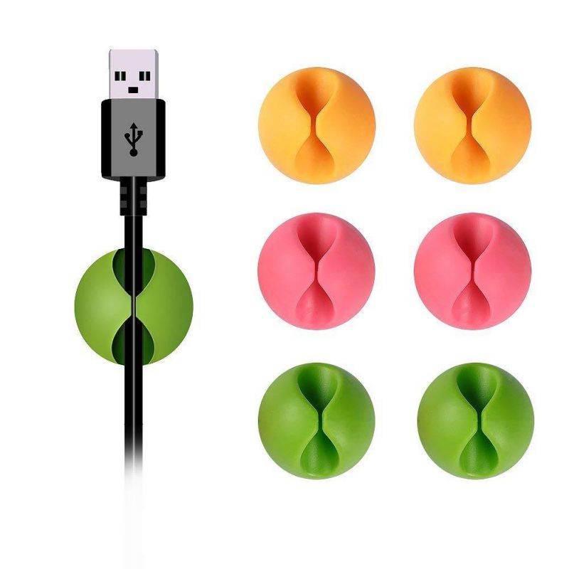 Shintop Cable Clips, Desk Cable Drop, Desk Wire Clips for All Your Computer, Electrical, Charging or Mouse Cord (Colorful,6pcs)