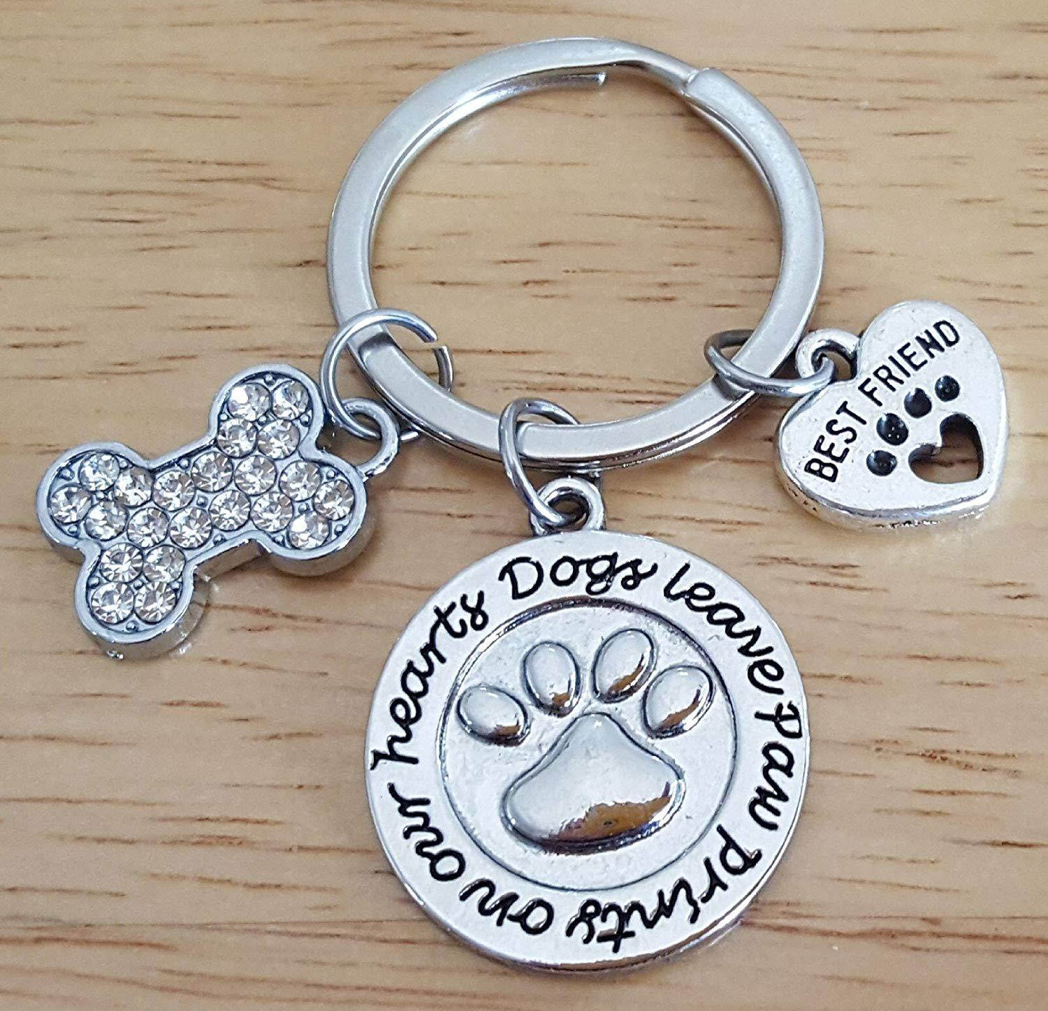Dog Keychain, Pets Keychain, Pet Dog Memorial Keychain, Dog Charm Keychain, Dog Bone Keychain, Best Friend, Dog Paw Print Keychain, Gift for Dog Lover, Dog Key Ring, Dog Memorial Key Ring