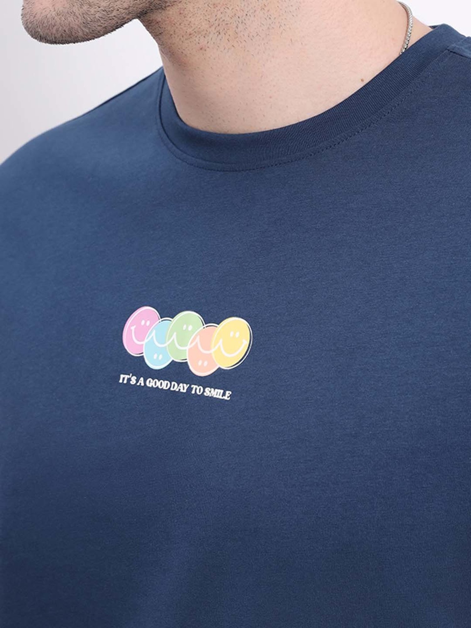 Lee Navy Comfort Fit Graphic Print Cotton Crew T-Shirt