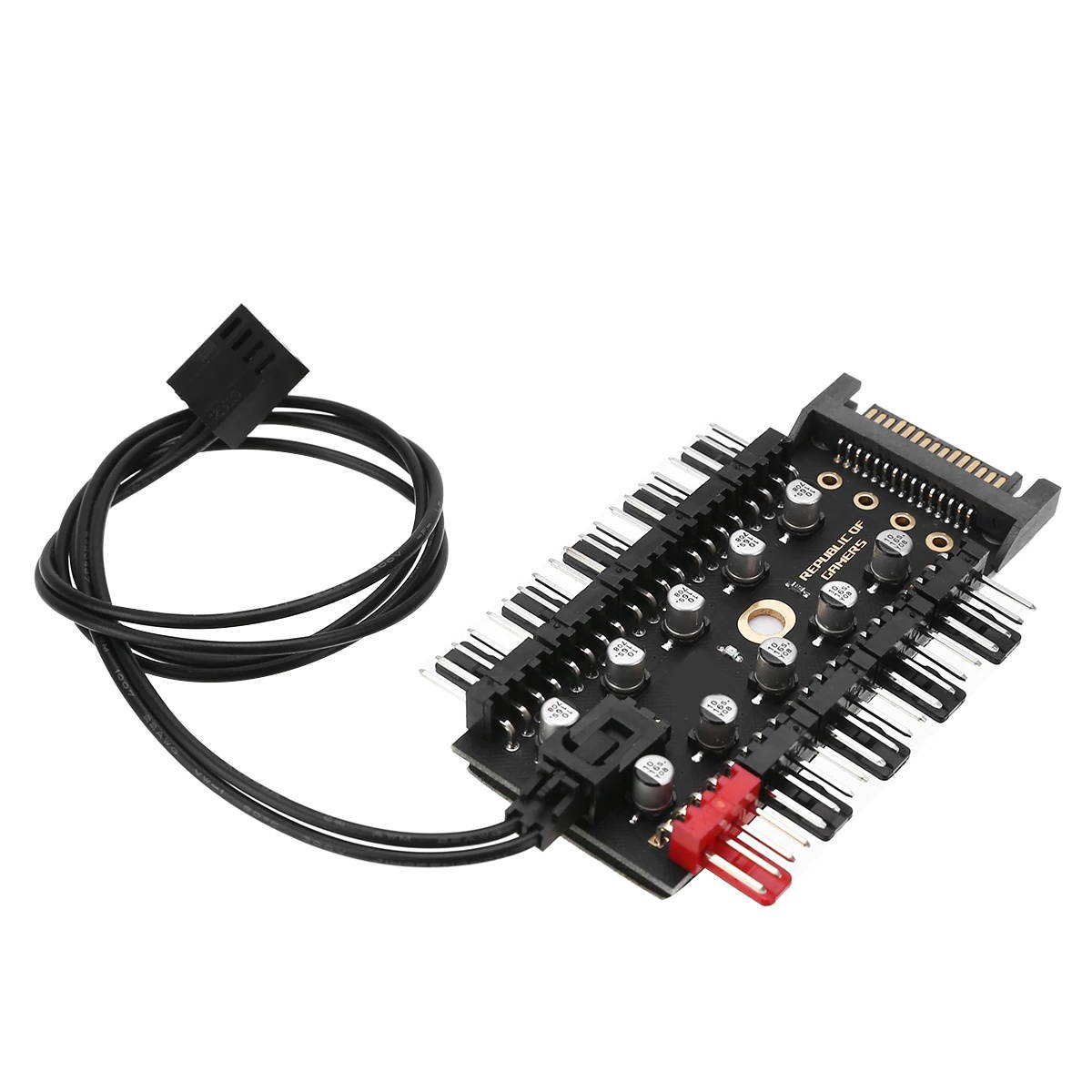 PC 1 to 10 Cooler Cooling Fan Hub Splitter LED SATA 12V PWM Speed Controller Adapter For Computer Water Cool System