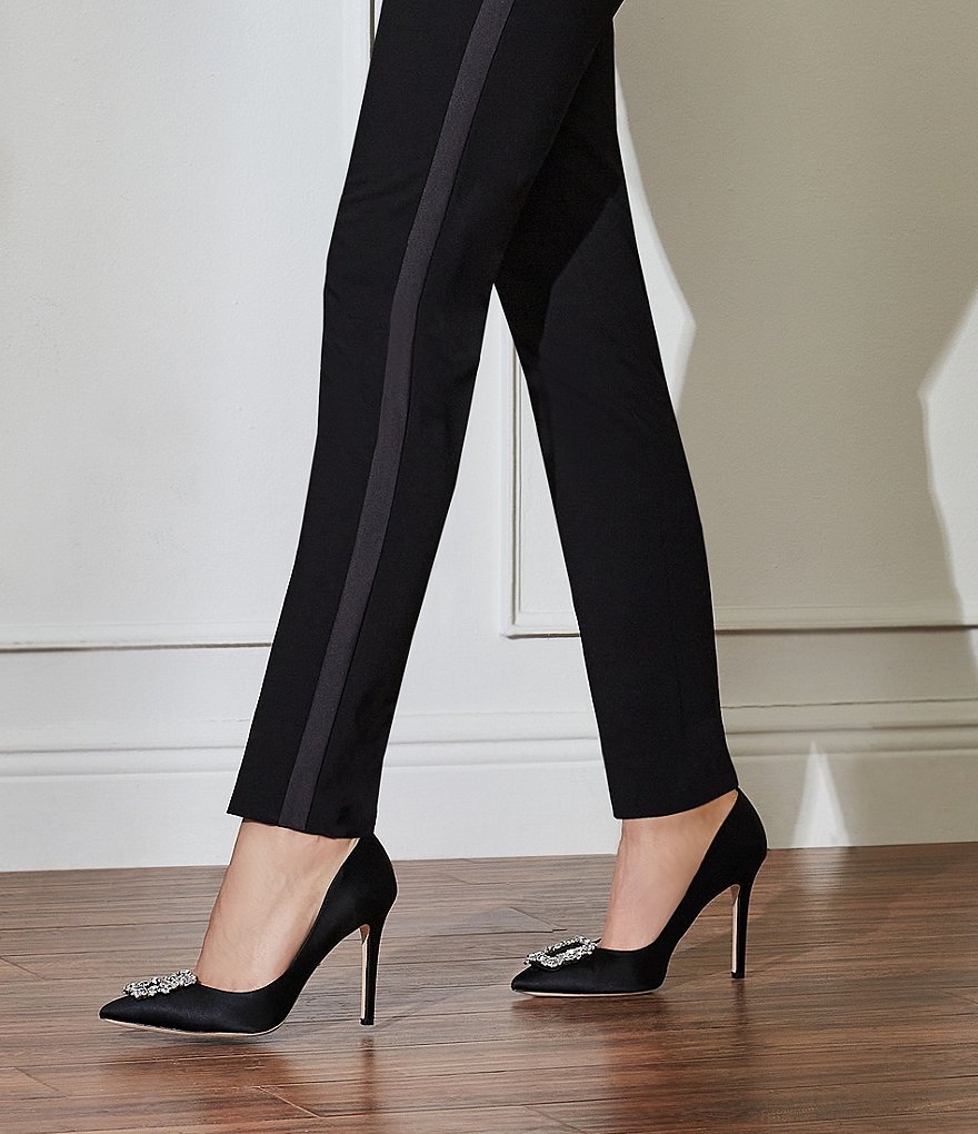 Badgley Mischka Cher Satin Brooch Embellished Stiletto Pumps