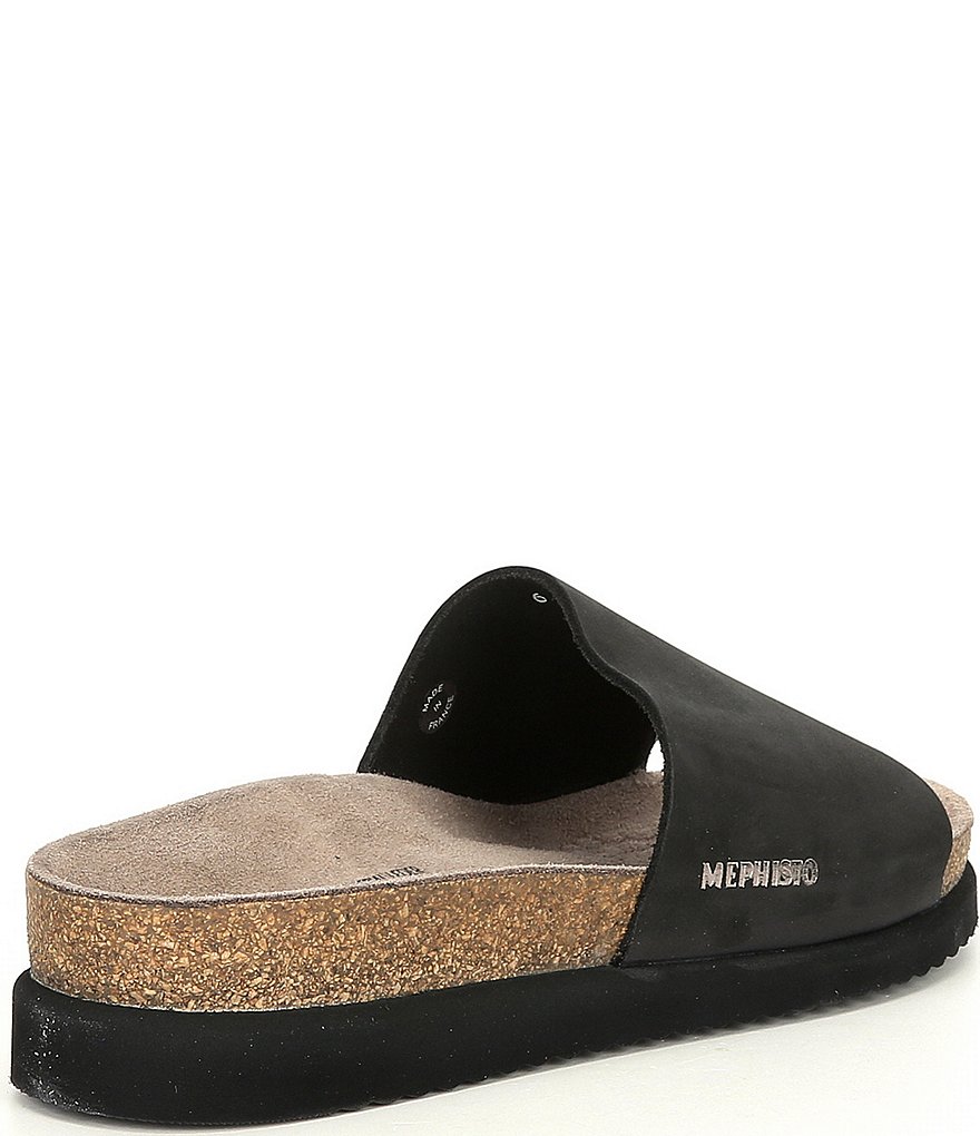 Mephisto Hanik Nubuck Leather Cork Wedge Slides