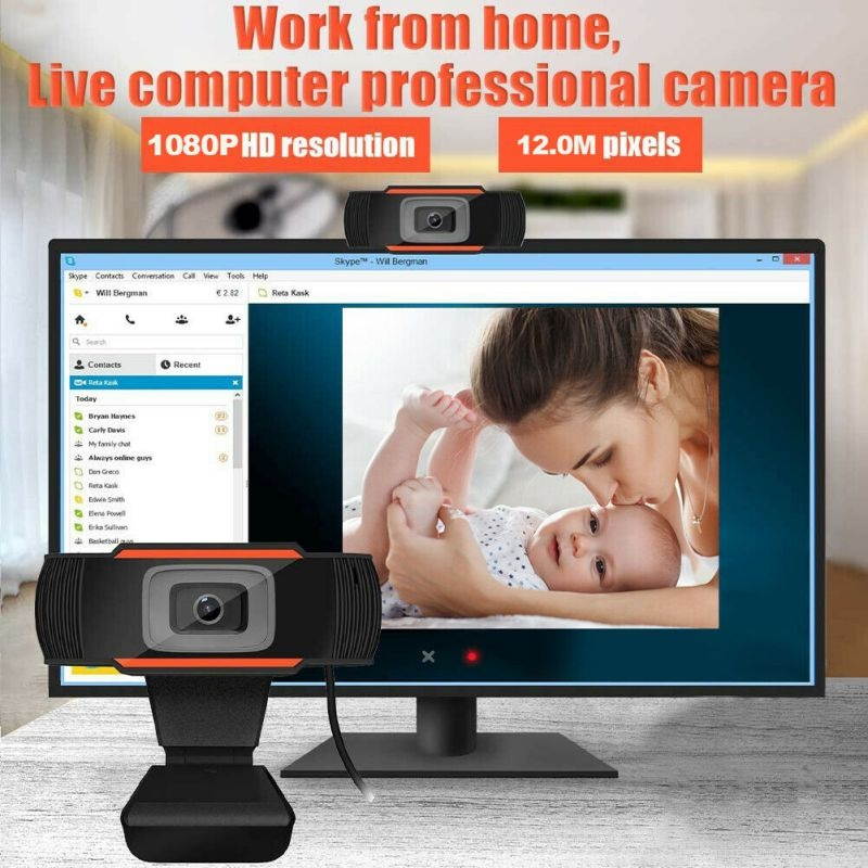 30 Degrees Rotatable 2.0 HD Webcam 1080p USB Camera Rotatable Video Recording Web Camera With Microphone For PC Laptop Desktop Video