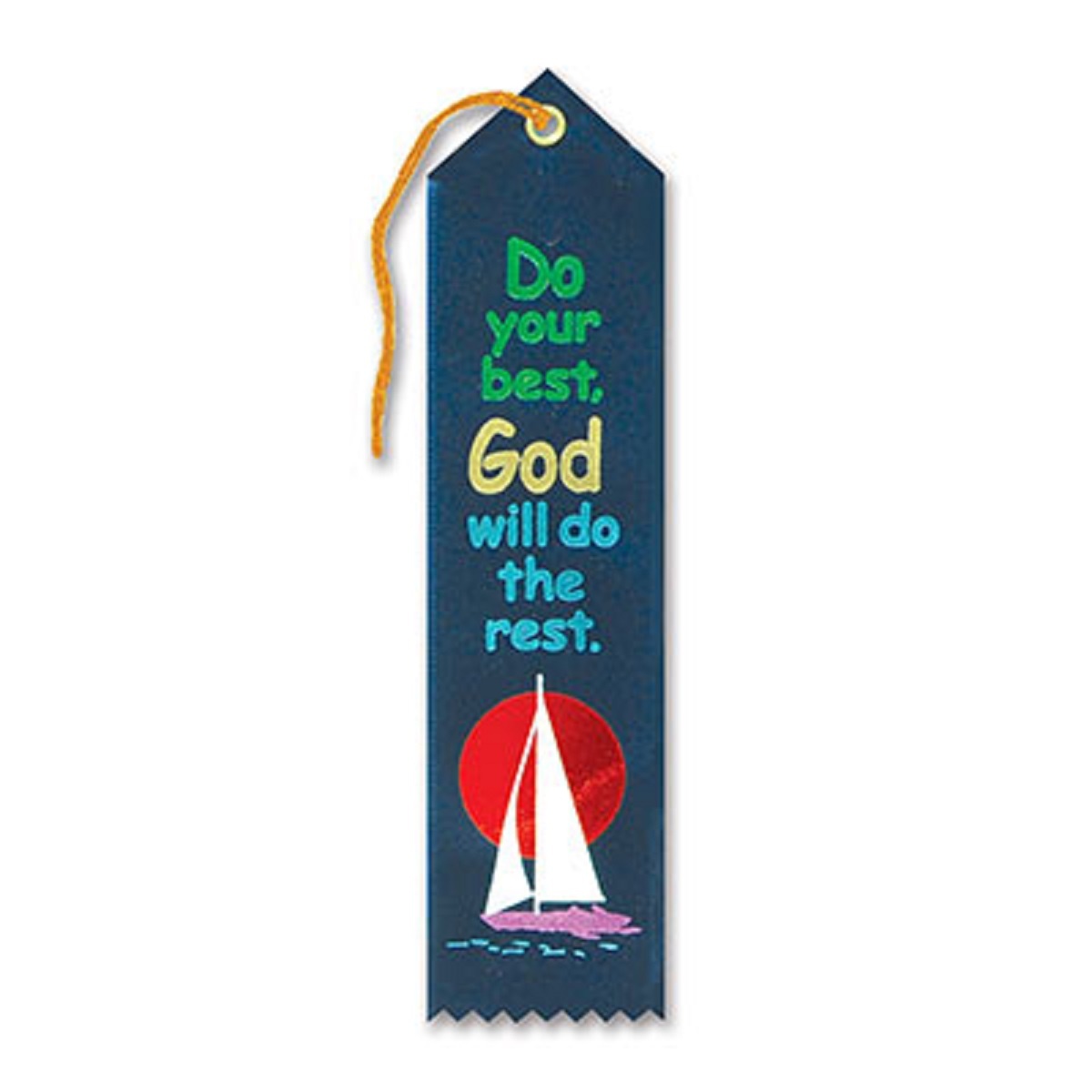 Pack of 6 Midnight Blue "Do Your Best God Will Do The Rest Award" Decorative Award Ribbon Bookmarks 8"