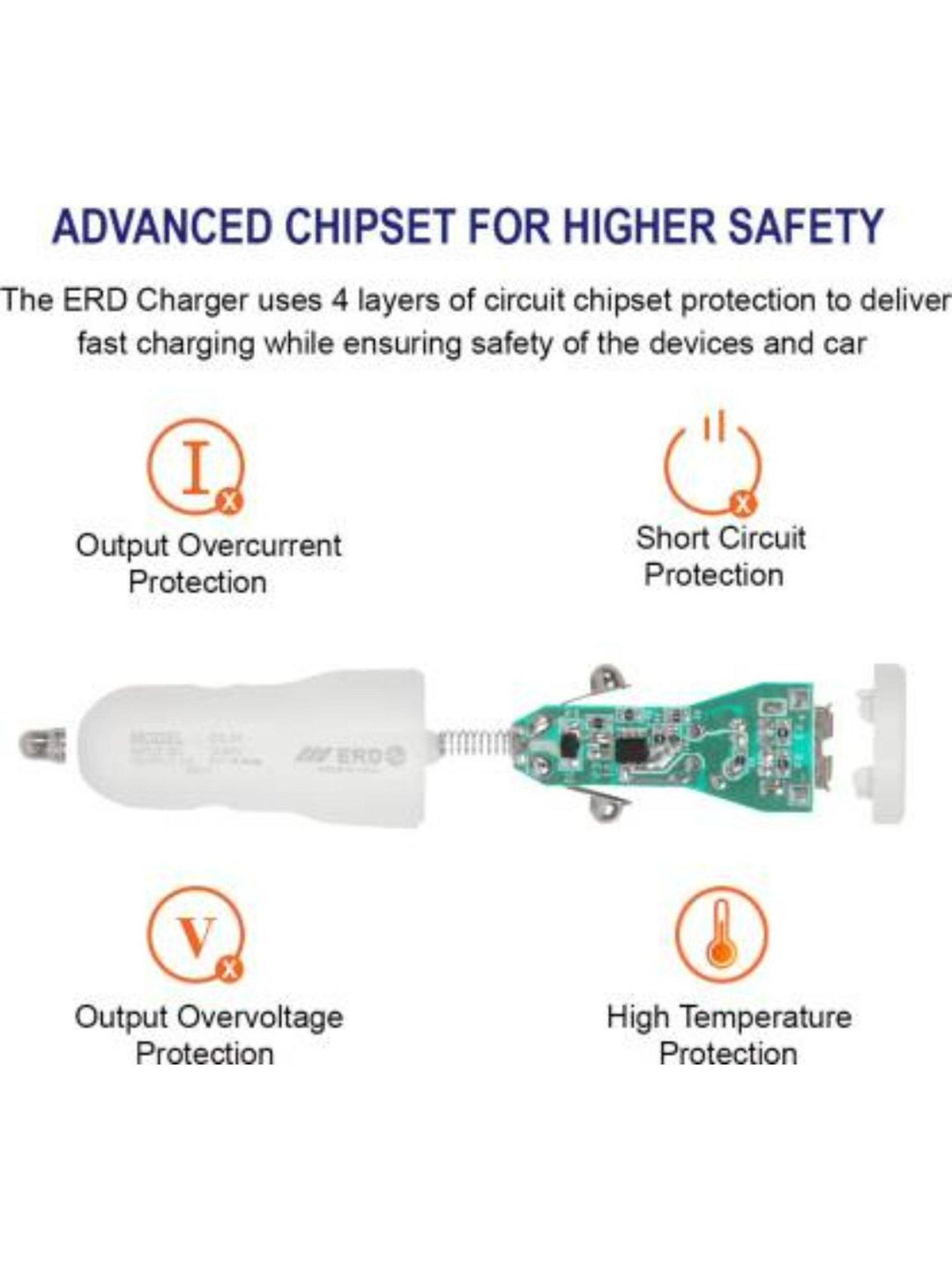 ERD 3 Amp Turbo Car Charger - (White)