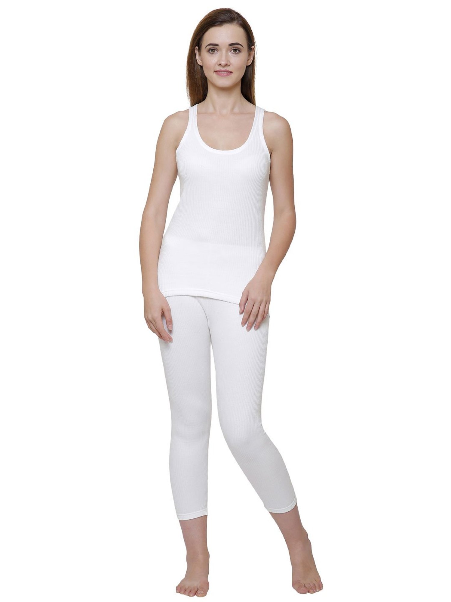 Dyca White Cotton Thermal Tank Top