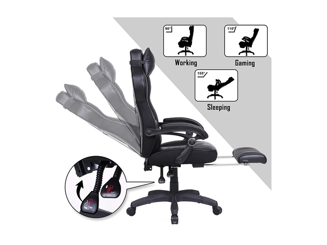 Gaming Chair, Racing Style Computer Desk Chair Padded Armrests Ergonomic Lumbar Support Adjustable Height