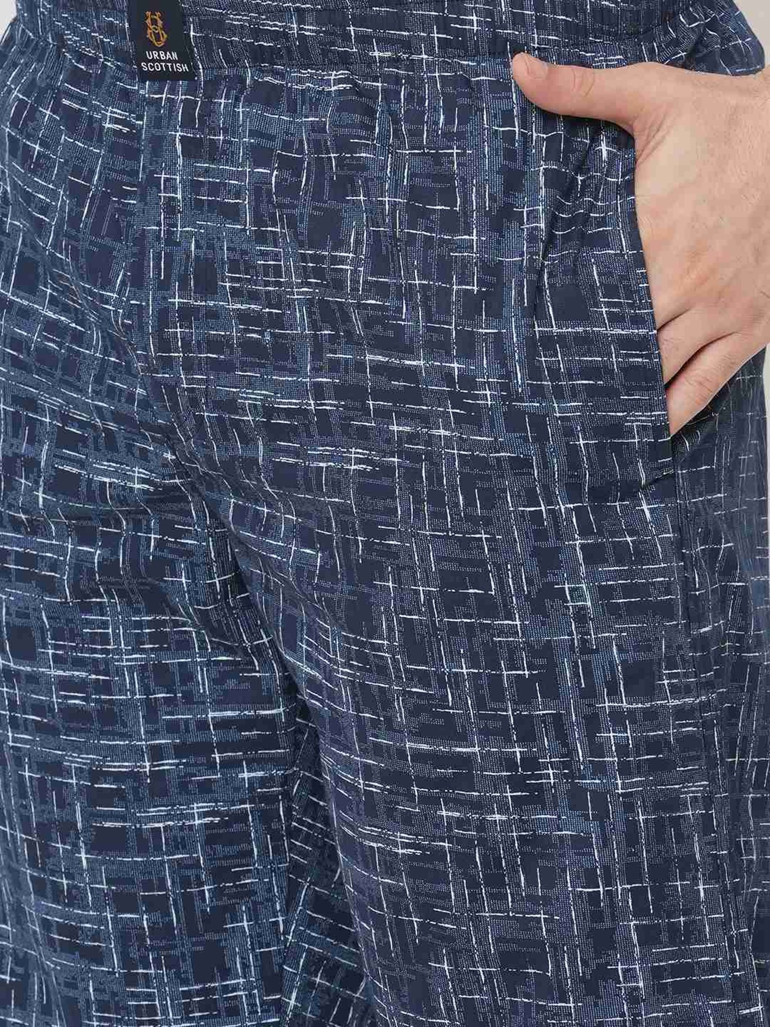 Urban Scottish Navy Regular Fit Printed Nightwear Pyjamas