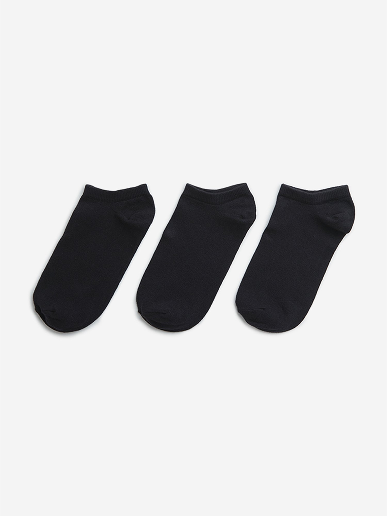 WES Lounge by Westside Black Ankle Length Cotton Blend Socks- Pack of 3