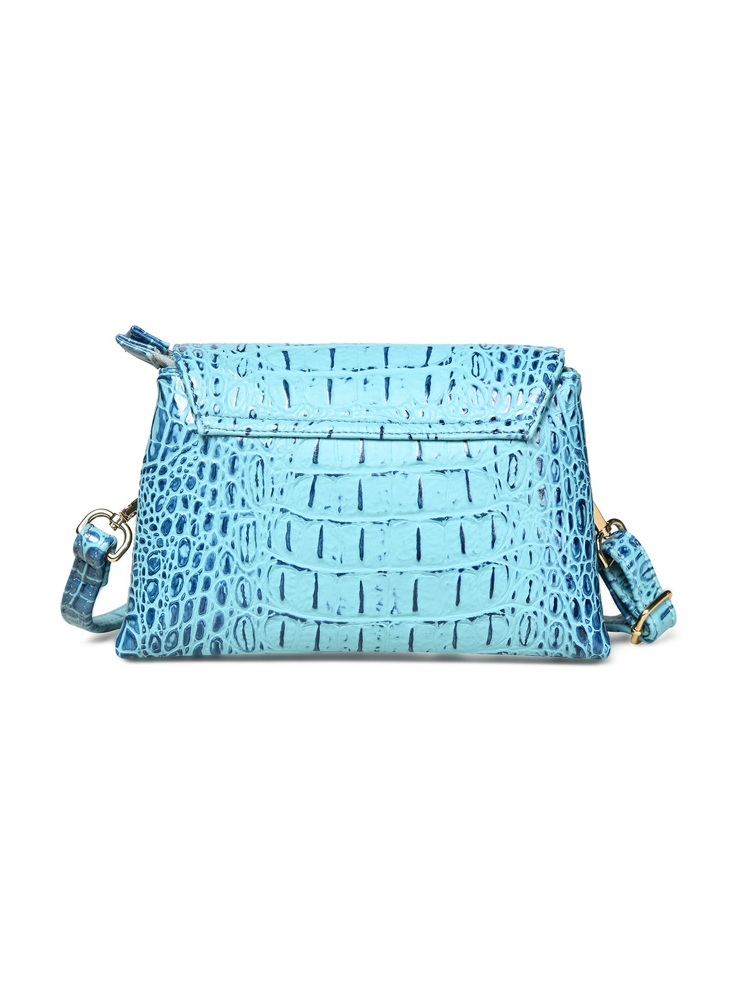 PELLE LUXUR Ocean Blue Animal Effect Small Cross Body Bag