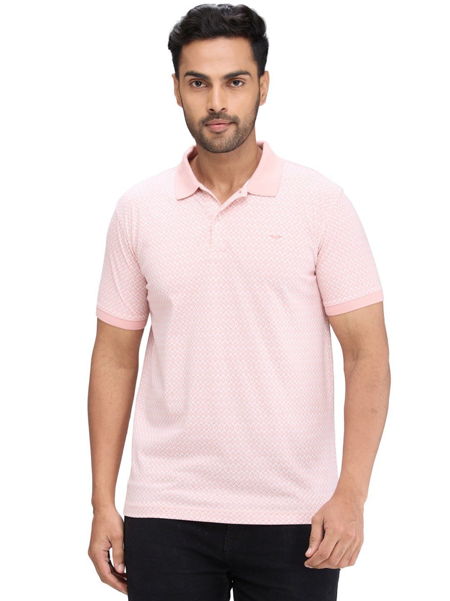Park Avenue Pink Slim Fit Printed Polo T-Shirt