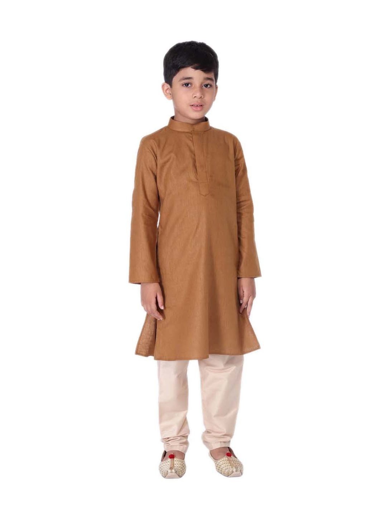 TABARD Kids Brown & Beige Cotton Regular Fit Kurta Set
