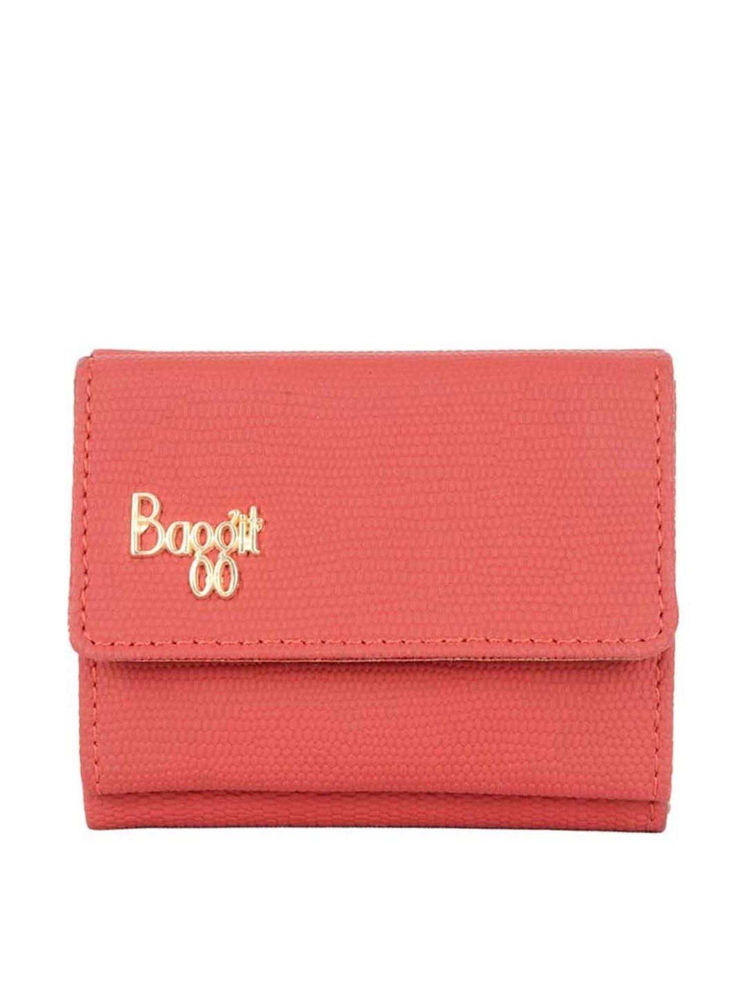 Baggit Red Textured Tri-Fold Wallet for Women