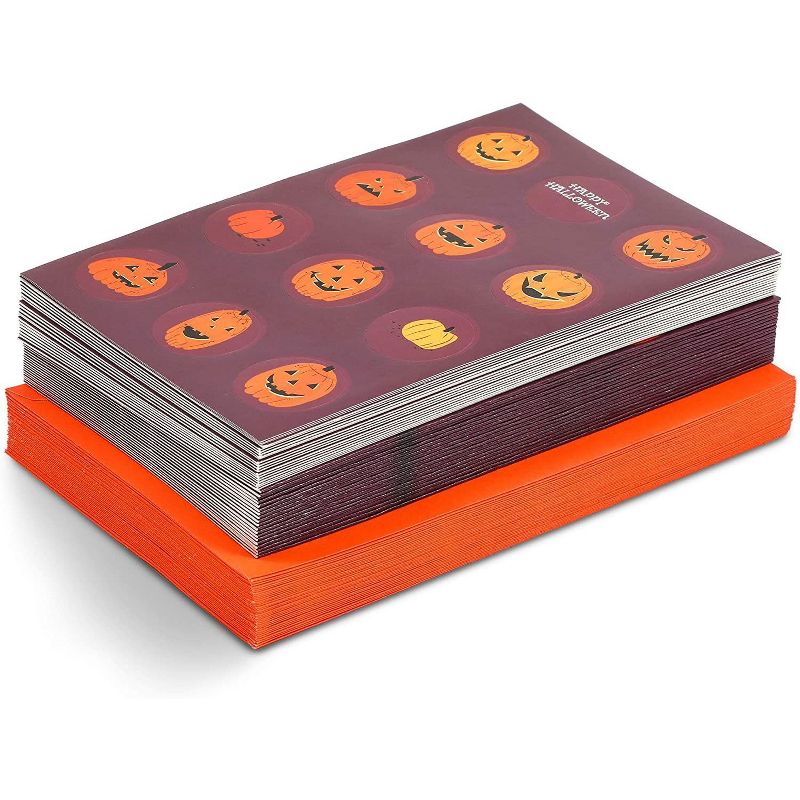 Pipilo Press 36-Pack Halloween Pumpkin Greeting Cards with Orange Envelopes and Stickers (4 x 6 In)