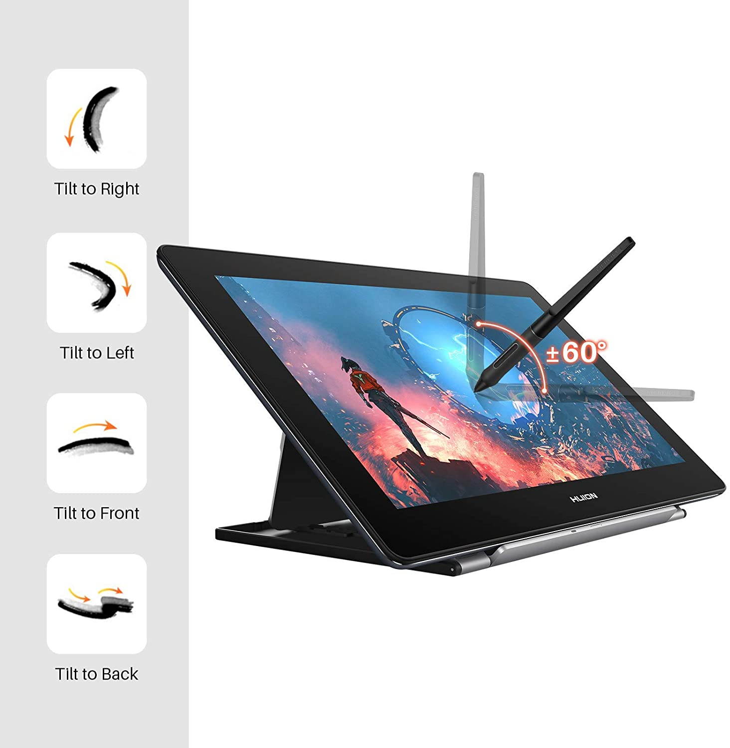 HUION Kamvas Pro 16(4K) UHD Graphic Drawing Monitor Full-Laminated Pen Display Drawing Tablet Screen Tilt Function 8192 Battery-Free Stylus, 120% sRGB, Stand Included -15.6 Inch