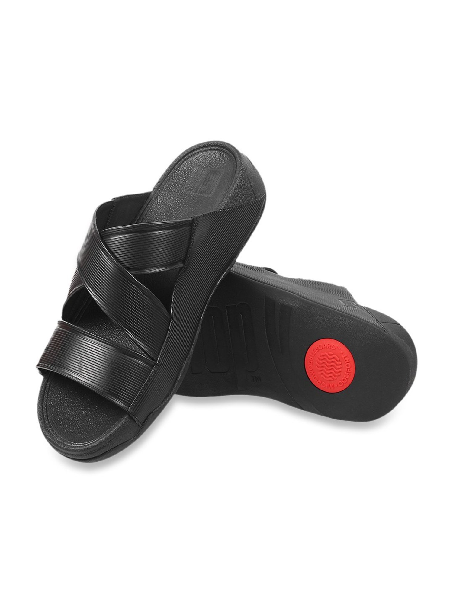 FitFlop Men's Black Cross Strap Sandals