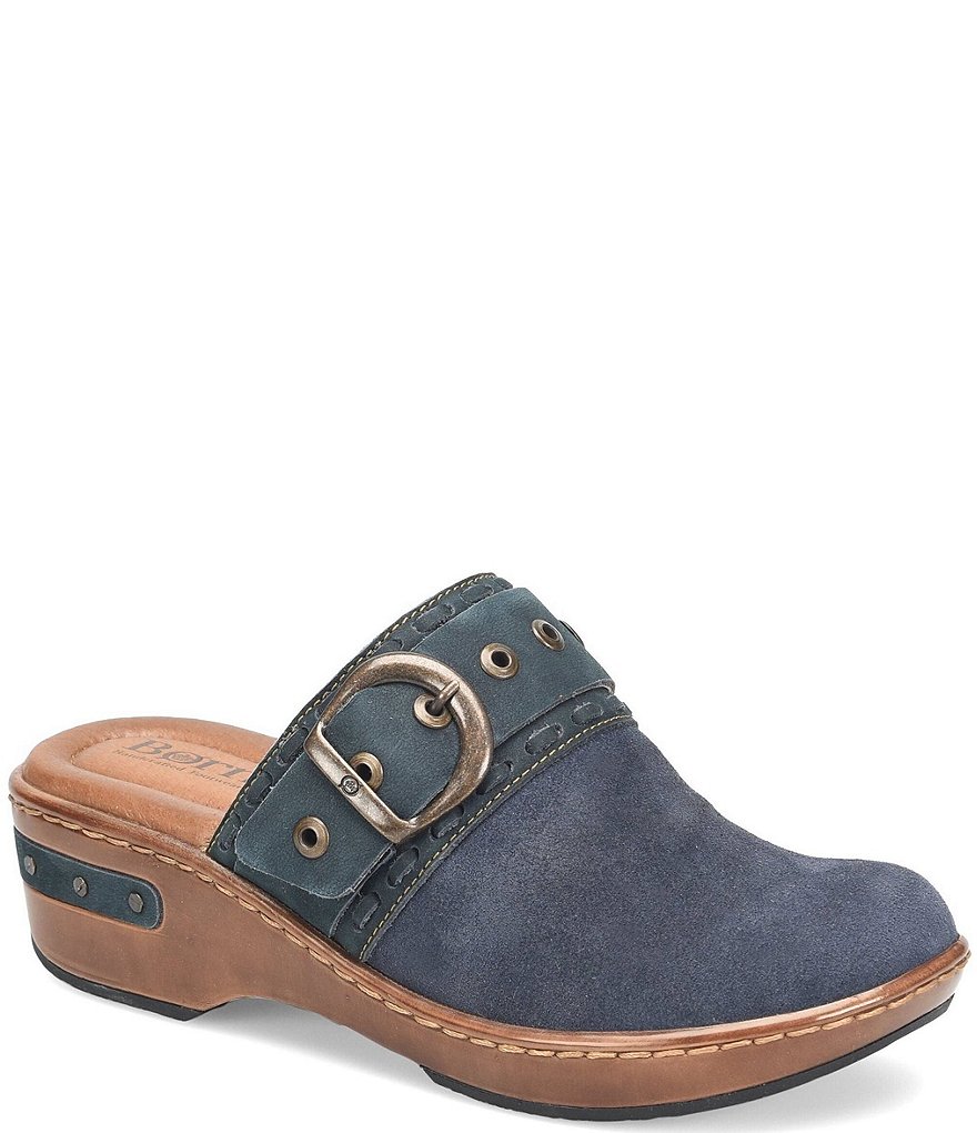 Born Banyan Suede Buckled Strap Suede Leather Clogs