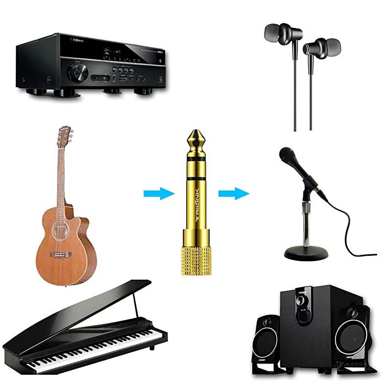 Stereo Audio Adapter GoldPlated Pure Copper 635mm 14 inch Male to 35mm 18 inch Female Headphone Jack Plug 3 Pack