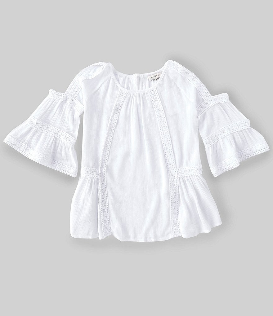 Mini Molly Big Girls 8-14 Cold-Shoulder Lace-Trim Flowy Top