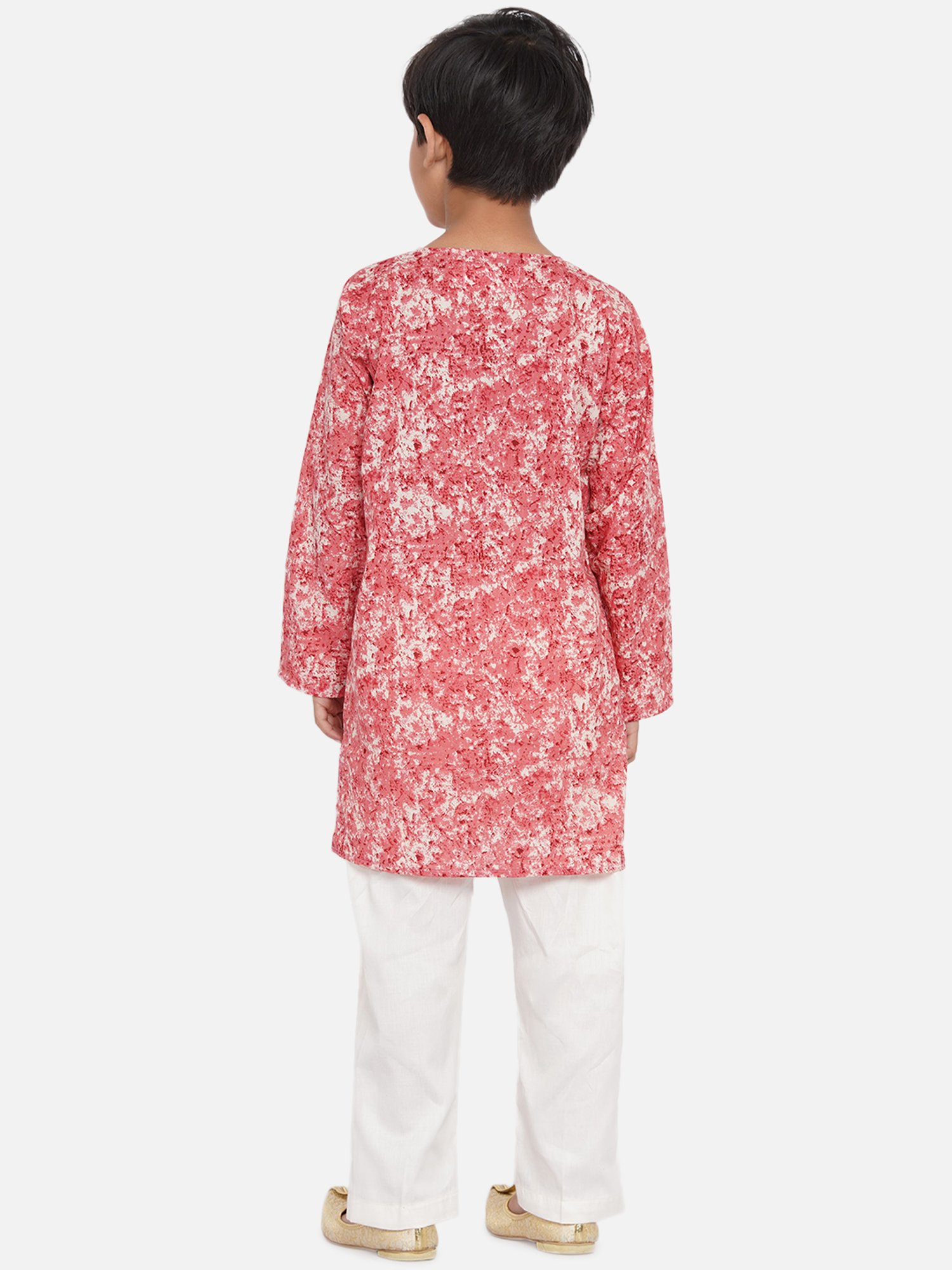 Little Bansi Kids Red & Cream Printed Kurta with Pants